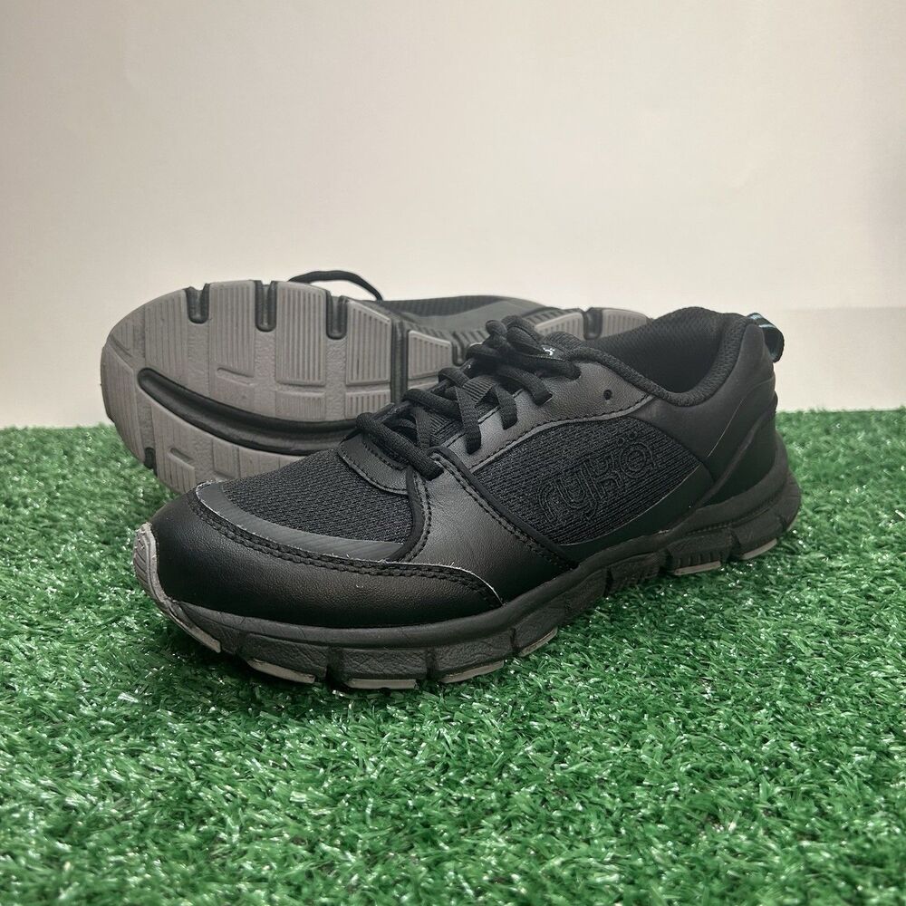 Ryka Hypnotize Womens Size 7.5 M Black Leather Walking Sneakers Shoes Black